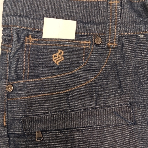 Rocawear Biker Jean Taper Mid Rise Mid Wash Black 8 Pocket Rib Leg Zip Ankle W30 - Picture 4 of 12